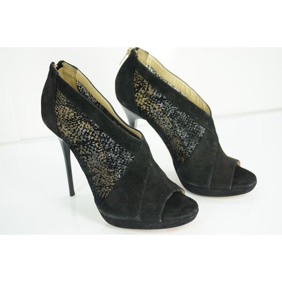 Jimmy Choo Vivid Black Lace Suede Platform Peep Booties Size 40.5 10.5 New $890 - Picture 7 of 10